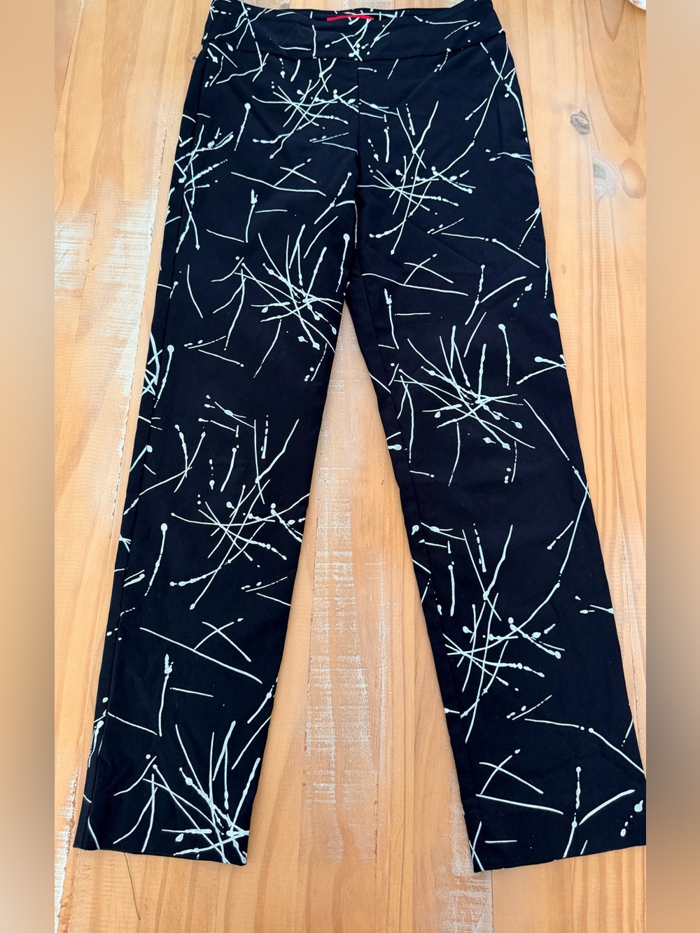 Krazy Larry Pants Black Paint Splatter Firework Stretch Pull On USA 6